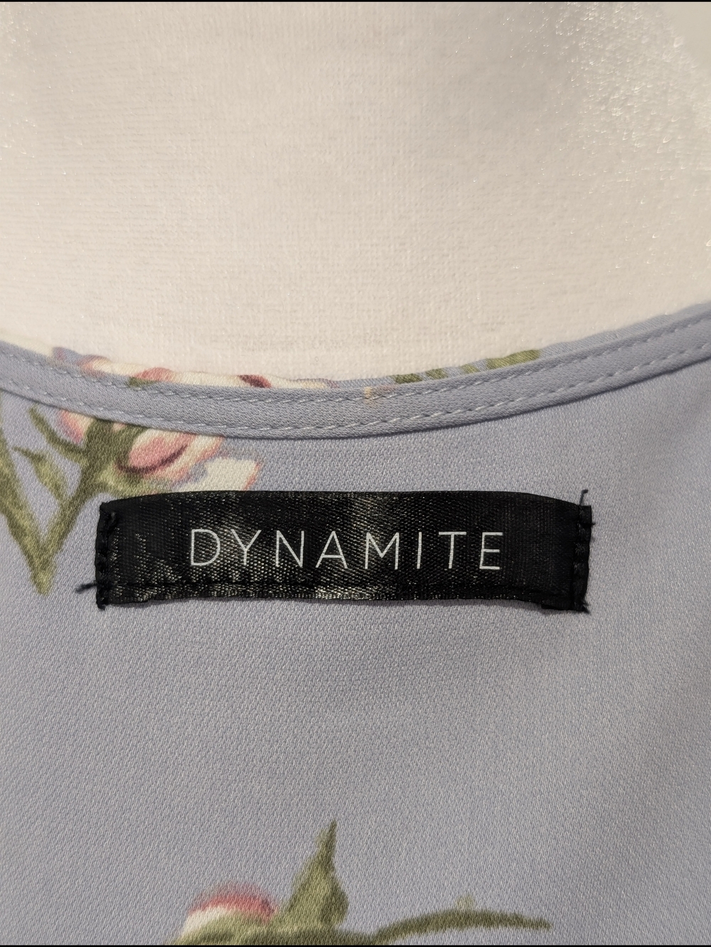 Dynamite Floral Fit And Flare Mini Wrap Dress - Light Blue - Picture 8 of 13